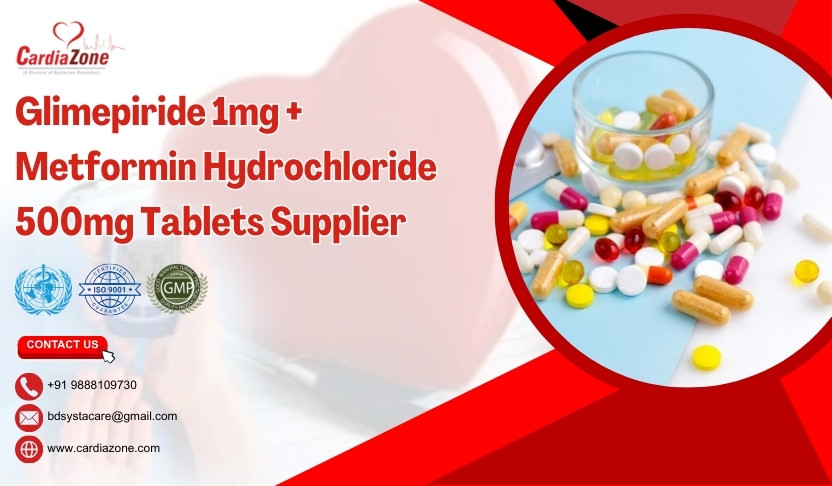 cardiazone | Glimepiride 1mg + Metformin Hydrochloride 500mg Tablets Supplier